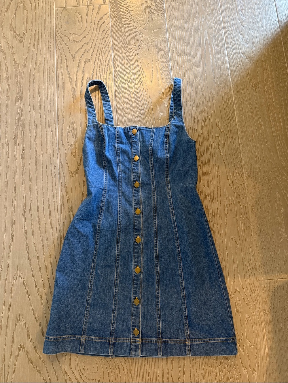 BDG Light Blue Denim Mini Dress with Front Buttons